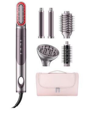 5-in-1 Corded Hair Styler in Metallic Mauve with Pink Travel Pouch